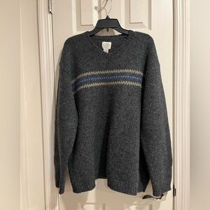 GH Bass Charcoal Shetland Wool Sweater Size XL